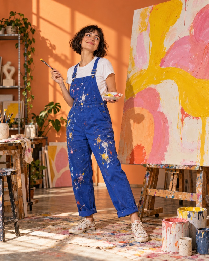 Scène fictive d’une artiste dans son atelier